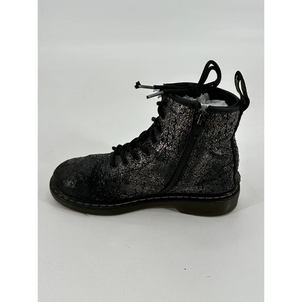 Lot of 2 Dr Martens 1460J Black Leather & Metallic Mid Combat Boot Junior Size 3